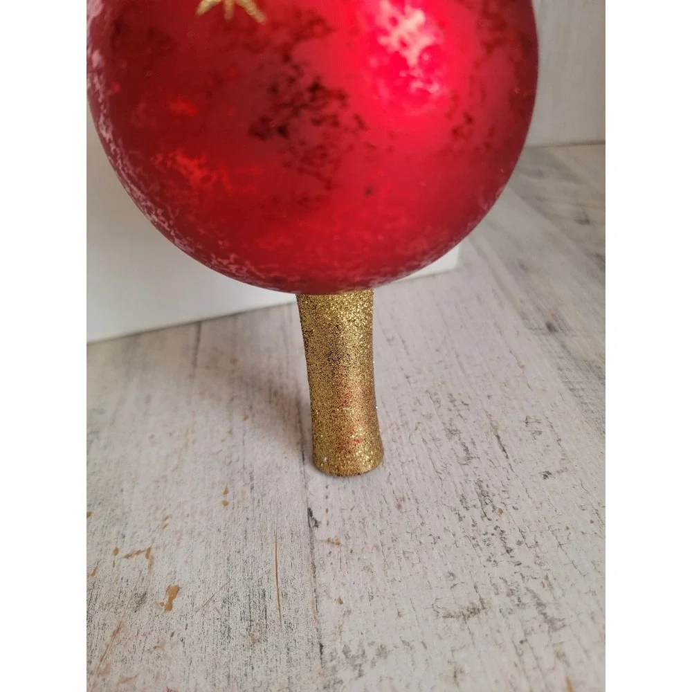 Radko Ruby red star finial triple drop ball tree topper xmas unique star vintage